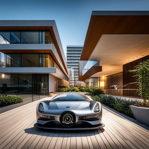 Luxury Modern House with Sports Cars, Professional Photograp...