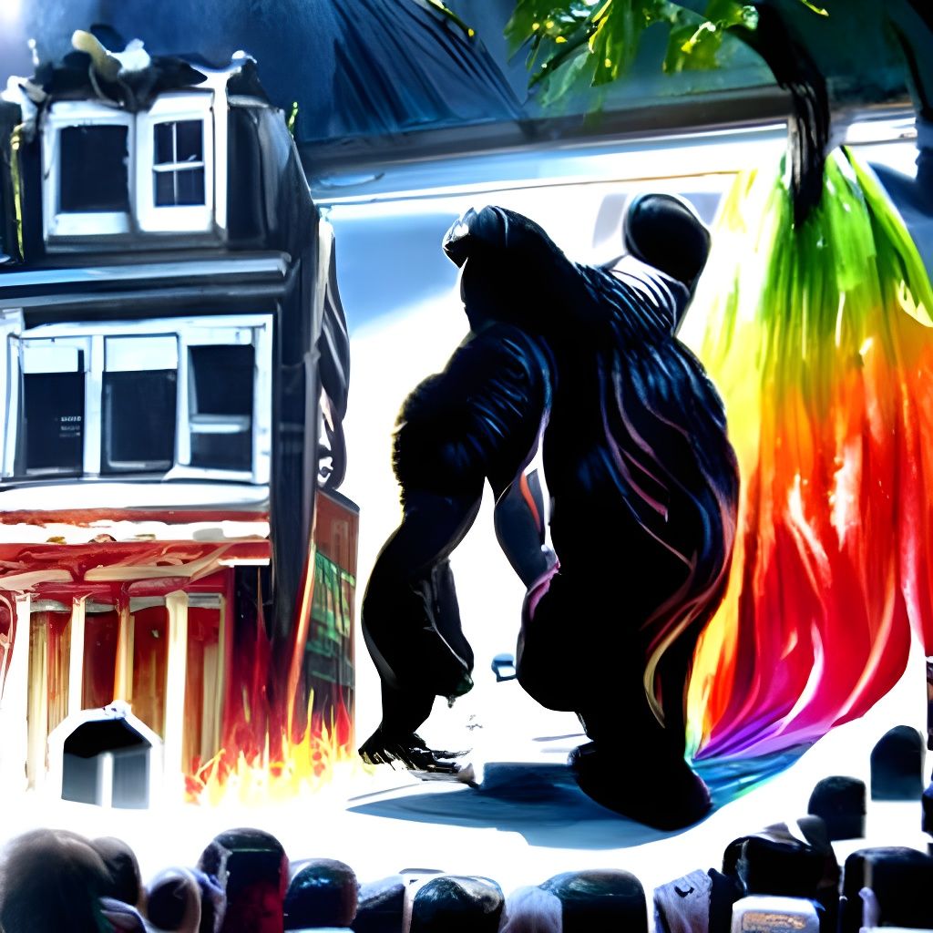 Raging Gorilla in Hypermodern Folk Art Style