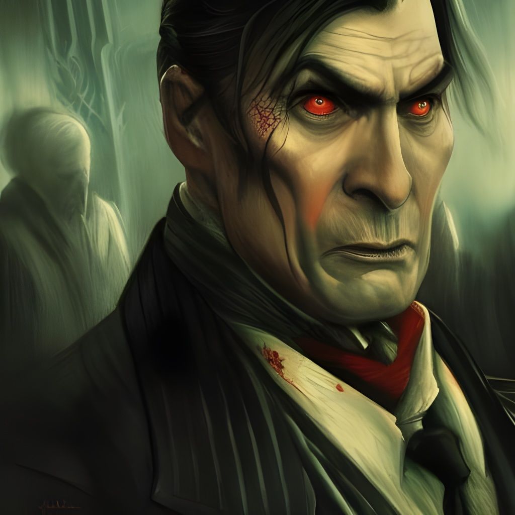Dark Count Dracula Portrait in Hyperdetailed Horror Style