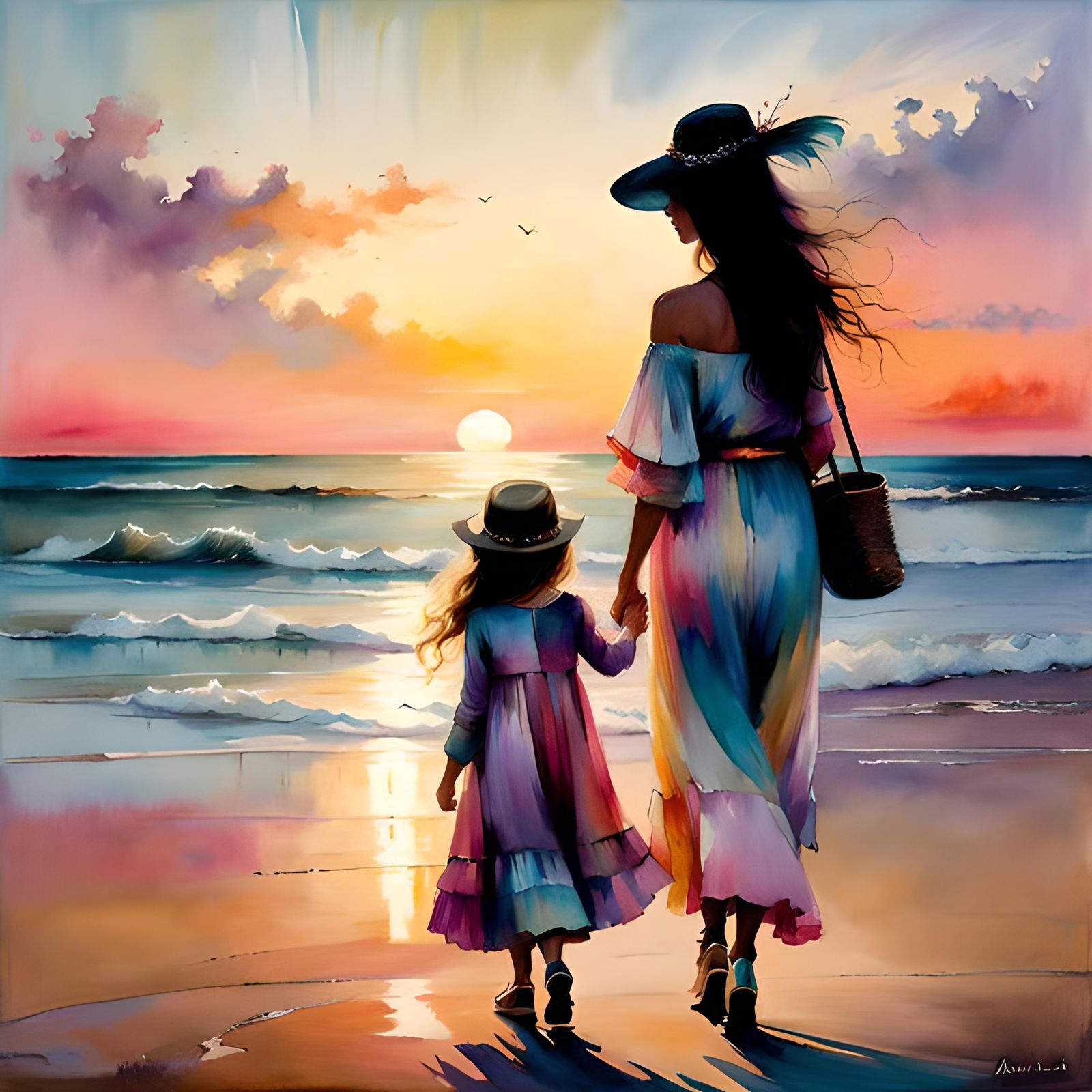 Sunset beach stroll
