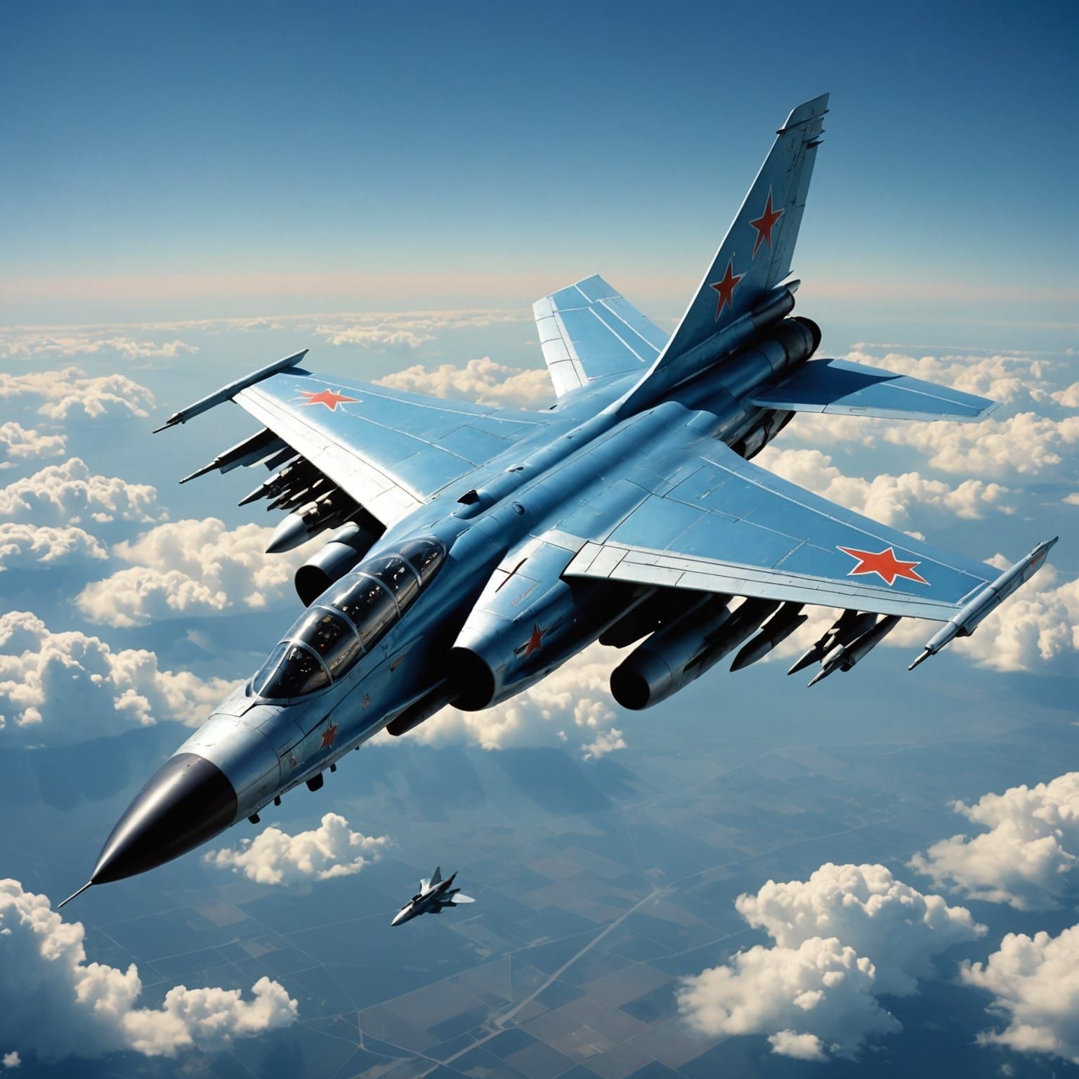 A raygun goth version of a Mikoyan-Gurevich MiG-25 fighter jet, 1960's futurism, dynamic image of a jet in flight