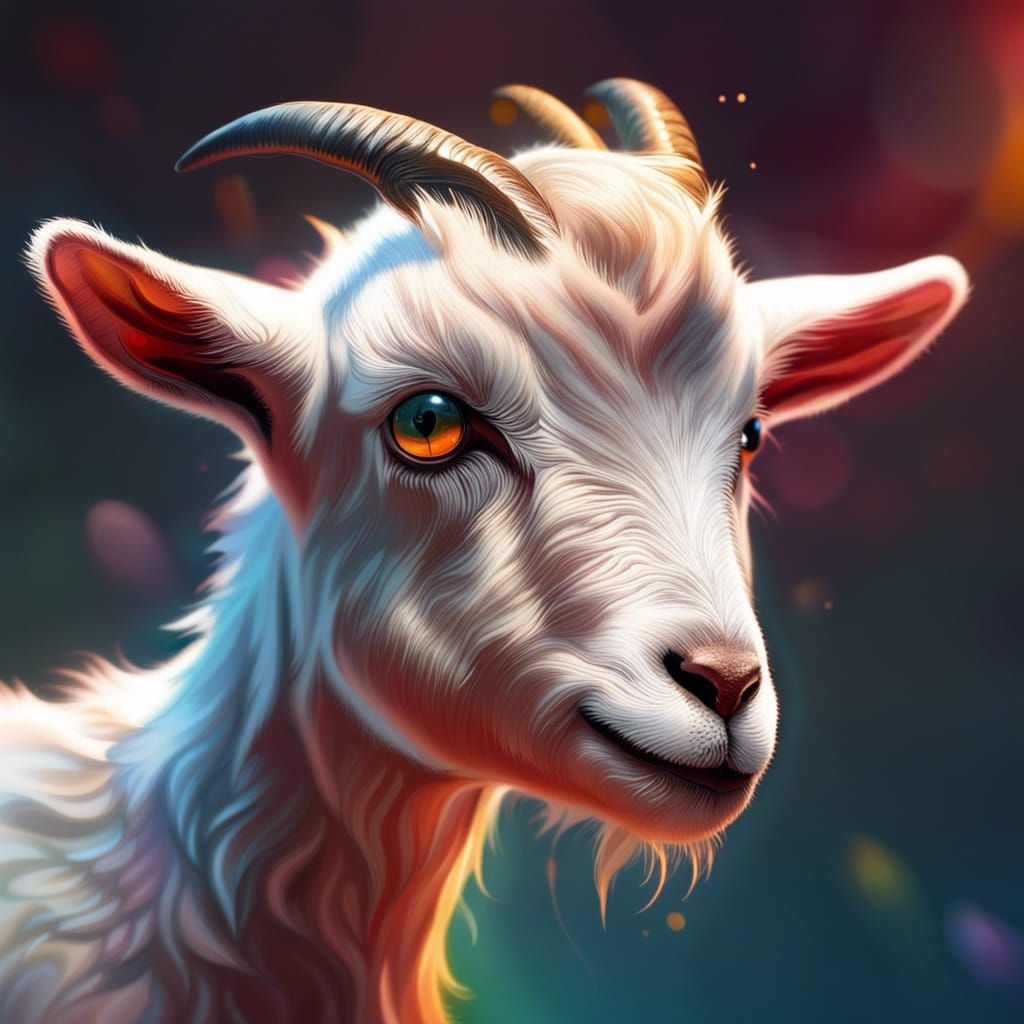 Hyperrealistic Baby Goat in Splash Art Style