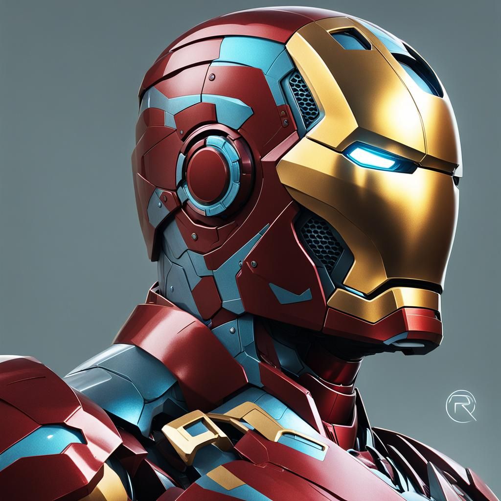 Hyperdetailed Iron-Man Portrait in Volumetric Lighting