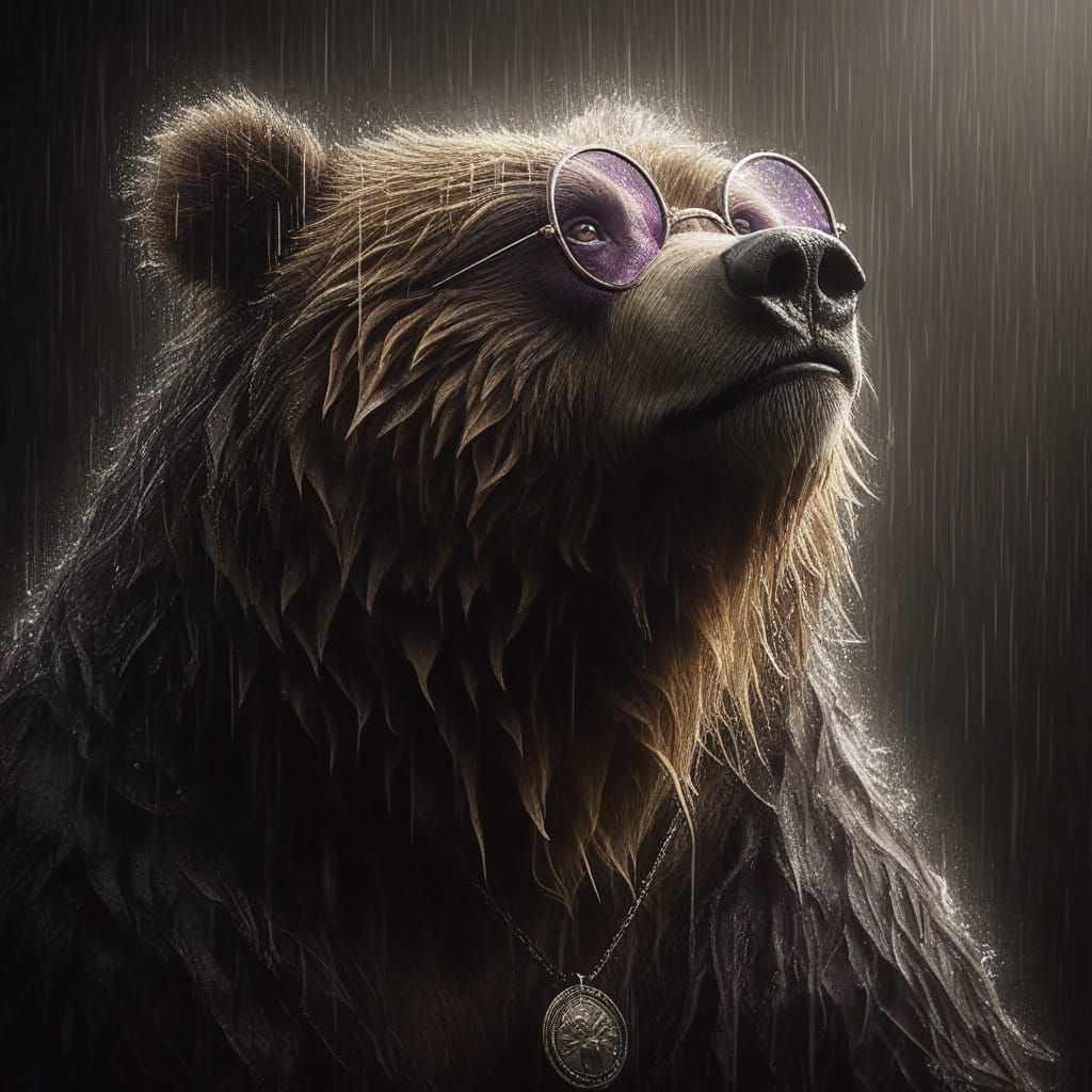 Kodiak Bear "The Bear-Prince of Darkness" in Rain