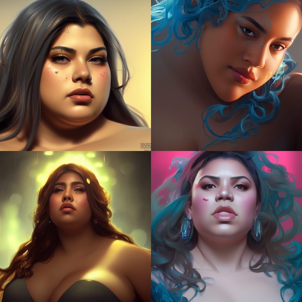 Hispanic BBW Portrait in Hyperdetailed Style