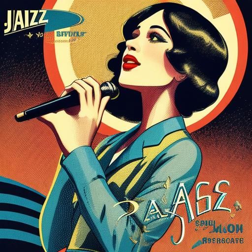 Vintage Jazz Singer Album Cover in Art Deco Style