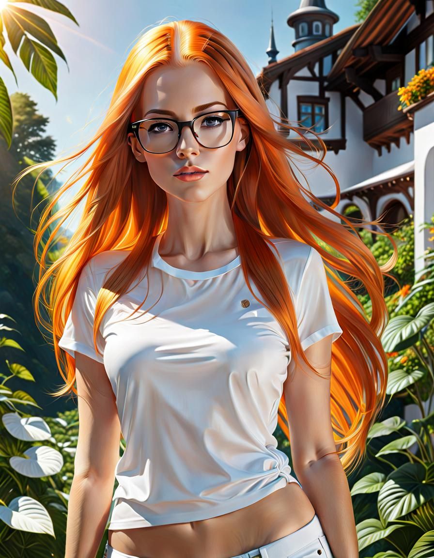German Woman with Orange Hair in Summer