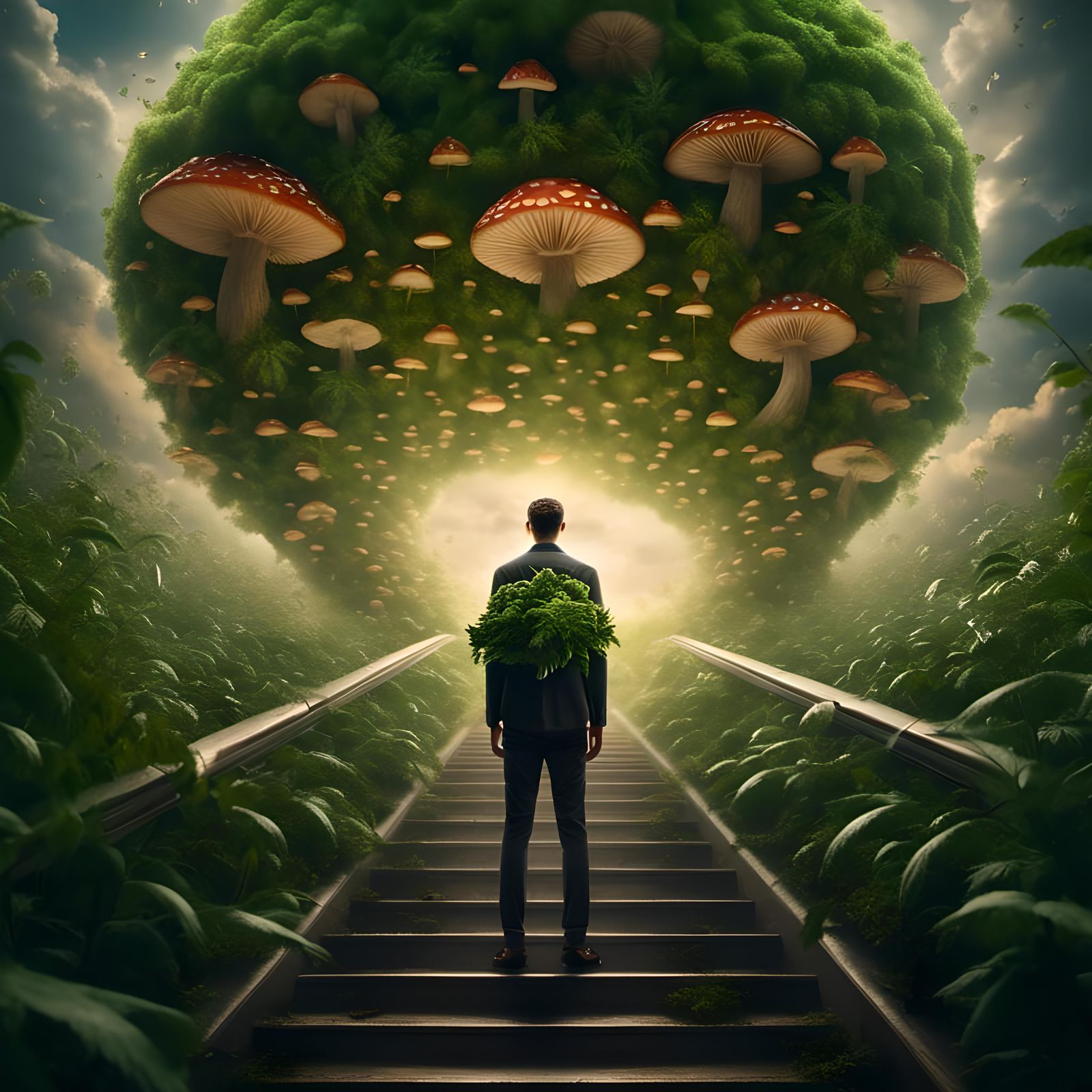 Stairway to Heaven Surrounded by Marijuana Plants