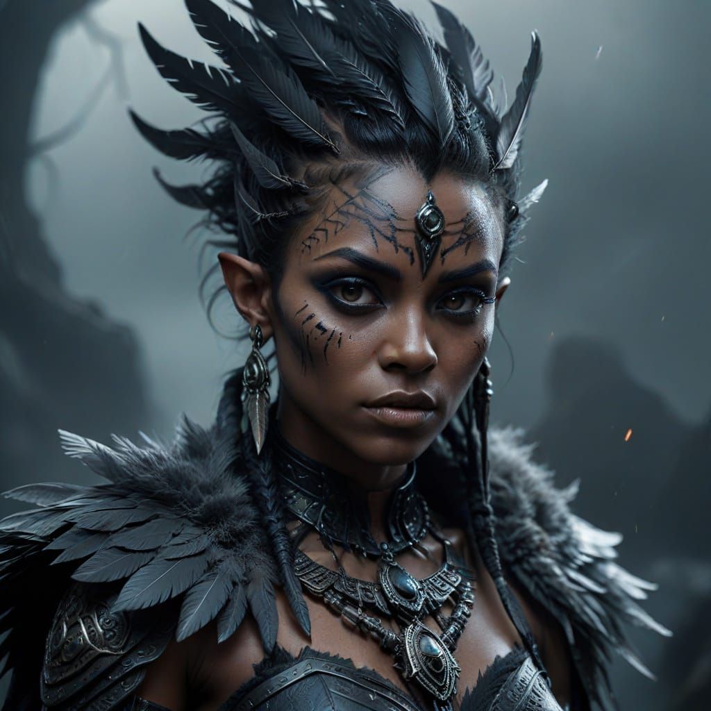 Dark Fantasy Elf Warrior in Ethereal Lighting