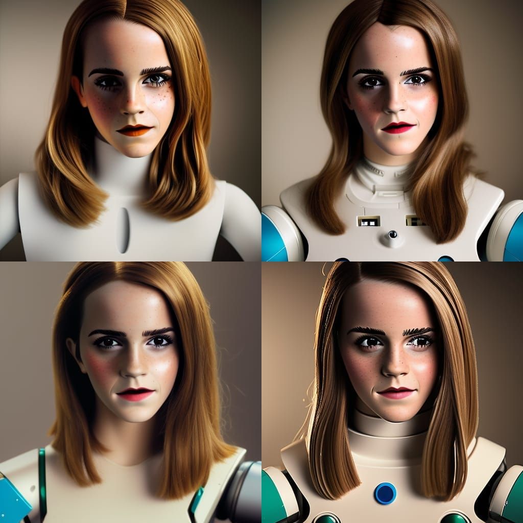 Robot Girl Portrait in 1970s Style