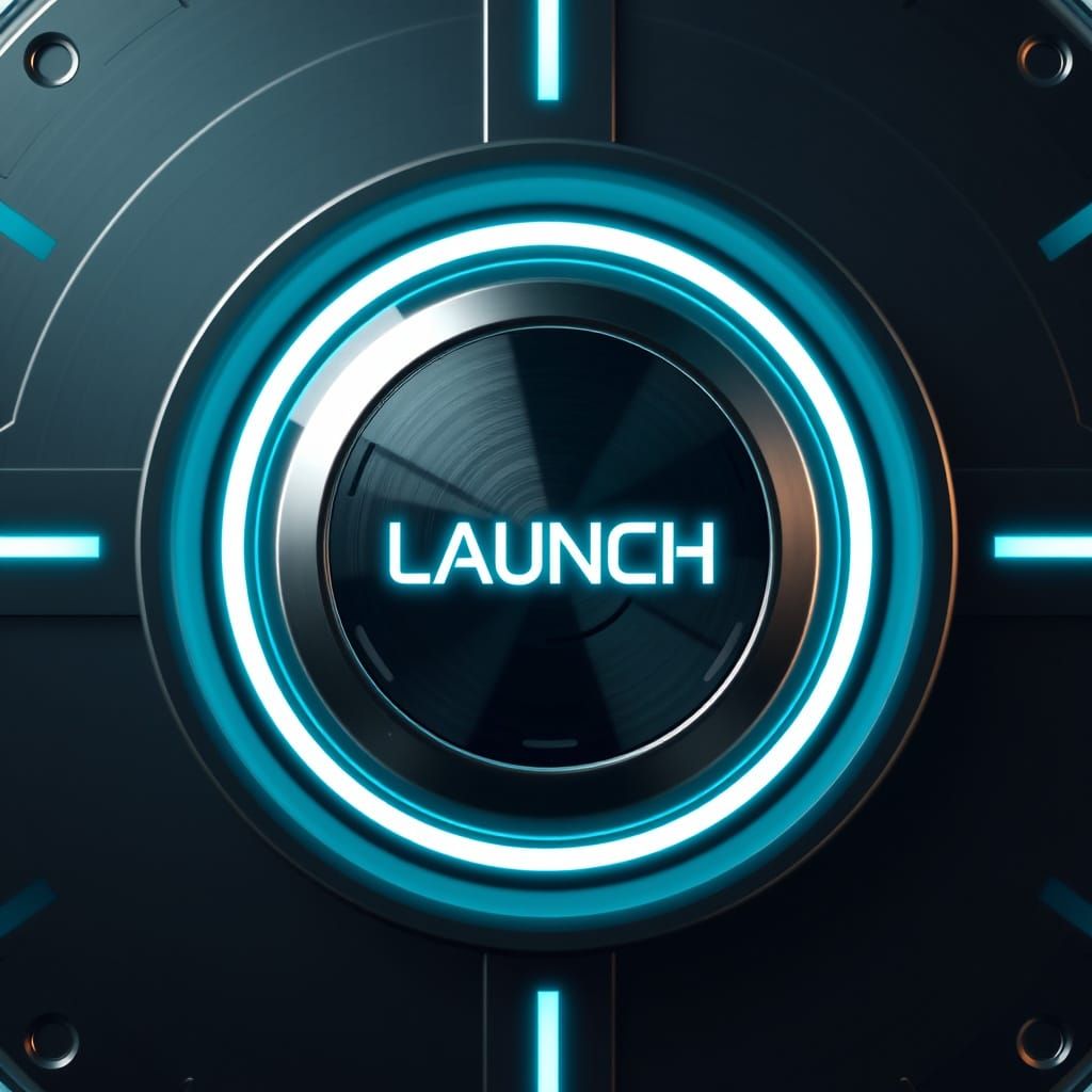 Sleek Futuristic Launch Button with Neon Accents