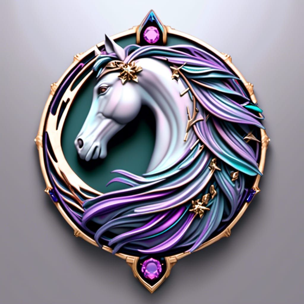 Majestic Horse Sculpture with Flowing Mane in Dark Fantasy