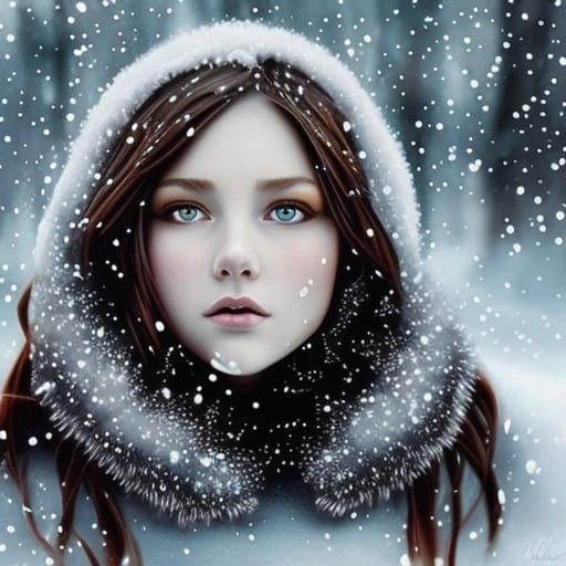 Winter Girl Portrait in Detailed Fantasy Art