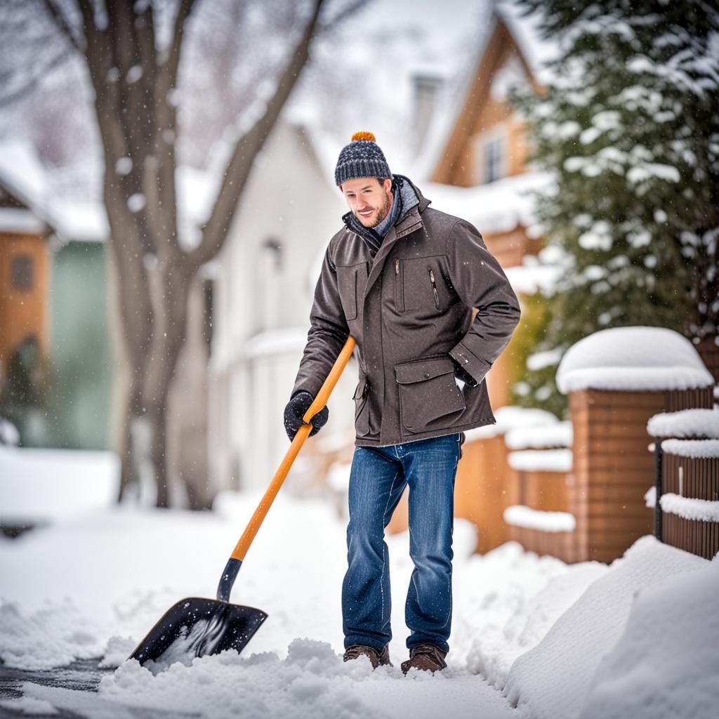 Snow Shoveling Services in Snowy Residential Driveway