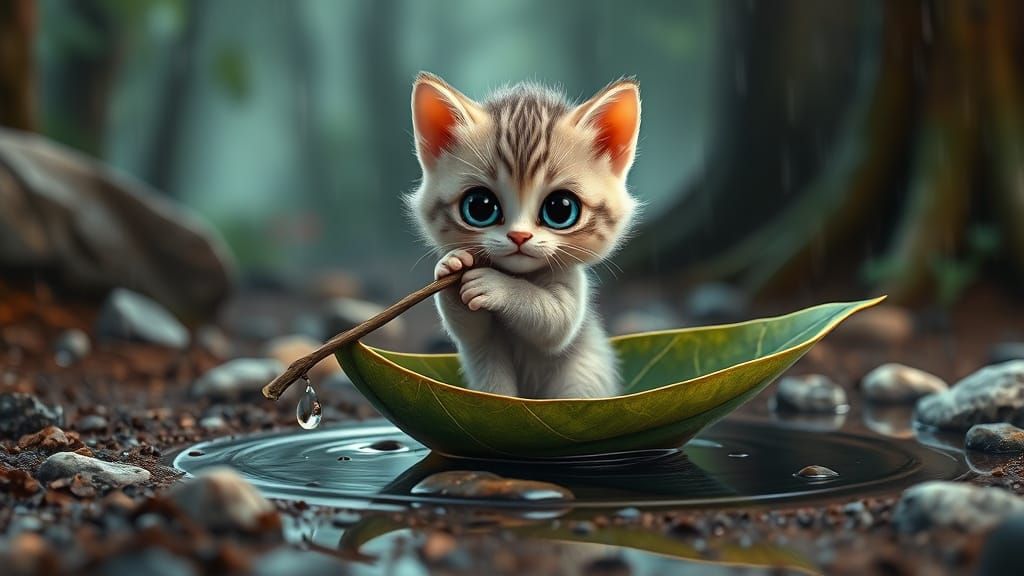Fluffy Kitten's Rainy Forest Adventure in 3D