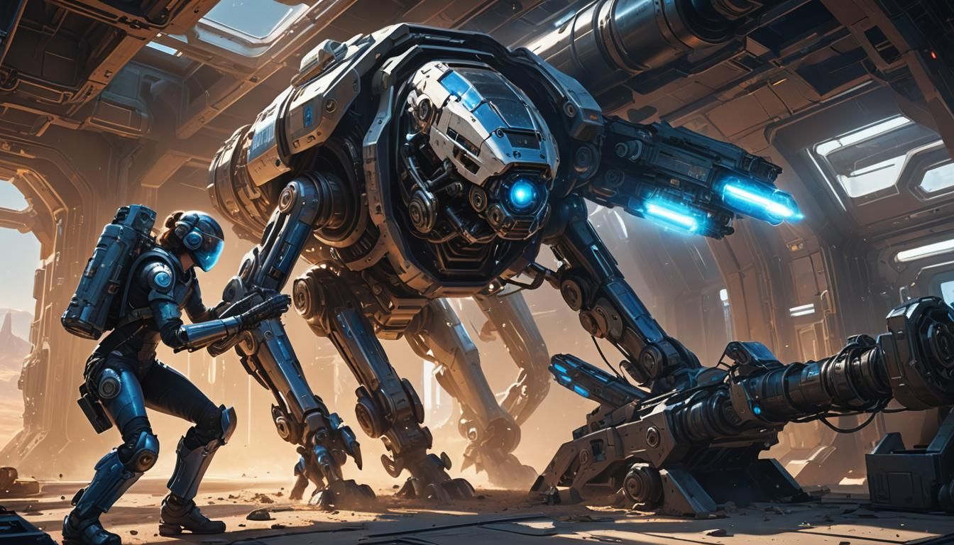Cinematic Sci-Fi Scene: Exoskeleton Battleship in Eero-Inspi...