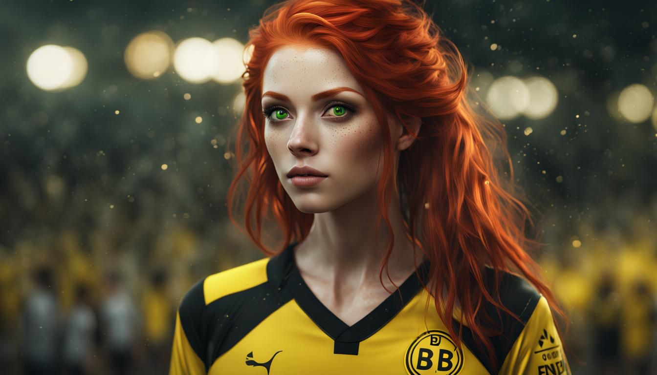 Redhead Girl, Borussia Dortmund Fan: Digital Painting