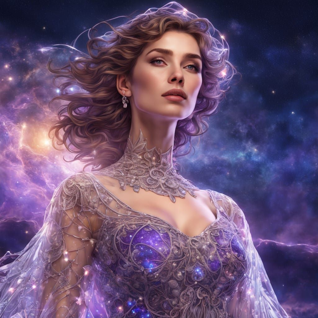 Stunning Glass Goddess in Triadic Hues