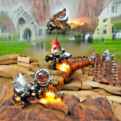 Steampunk Fire-Breathing Battle Gnomes: Digital Rendering