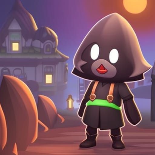 Cthulhu as a villager in Animal Crossing, in the style of Cute/Kawaii, Simplified, Adorable appearance, Coastal village ...