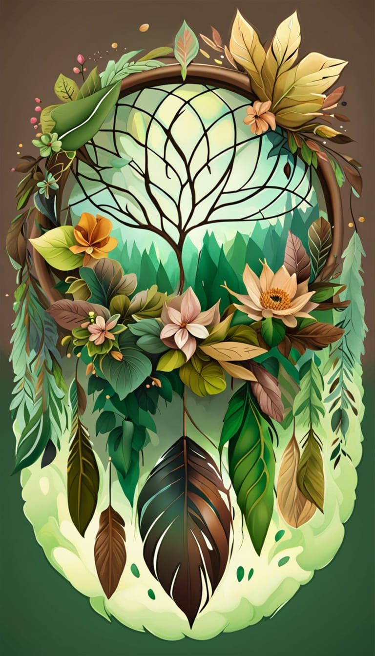 Nature Dream Catcher in 3D Vector Art