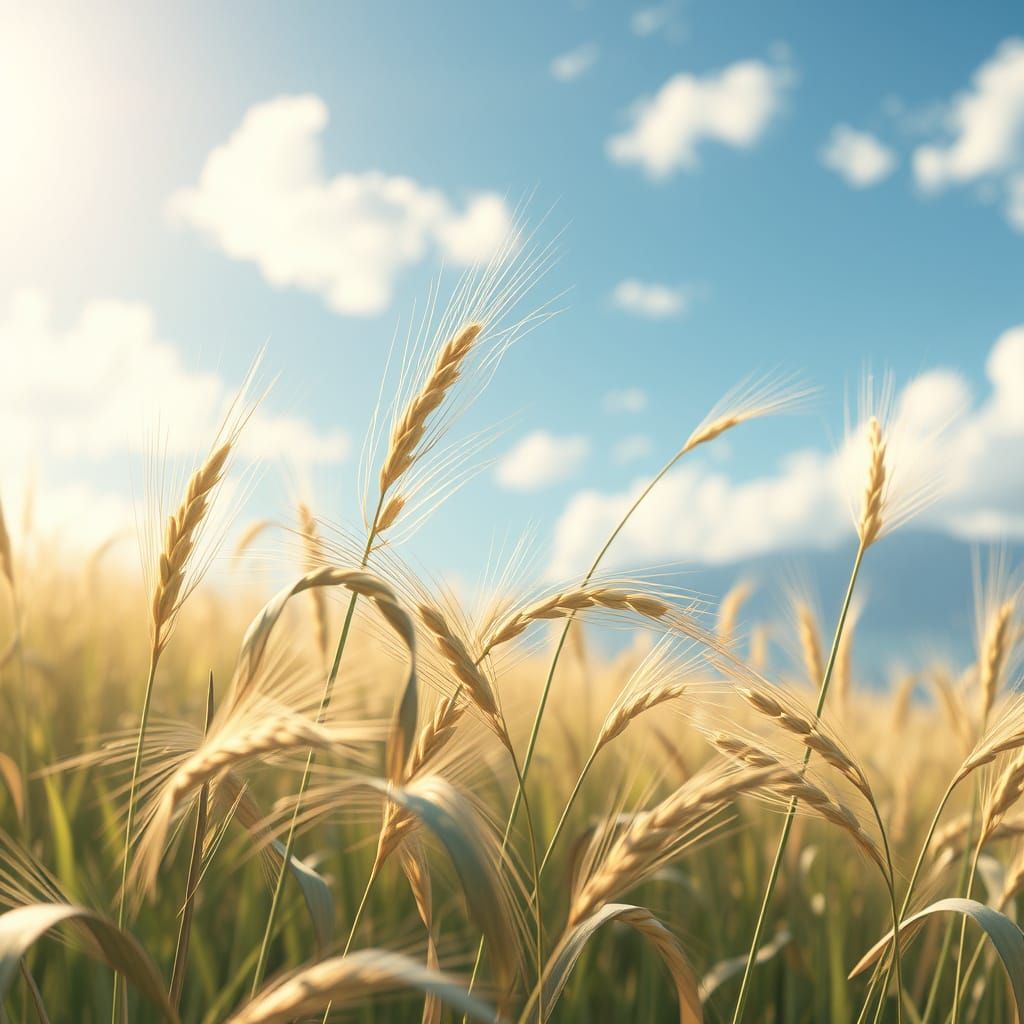 Gentle Barley Scene in 3D Anime Style