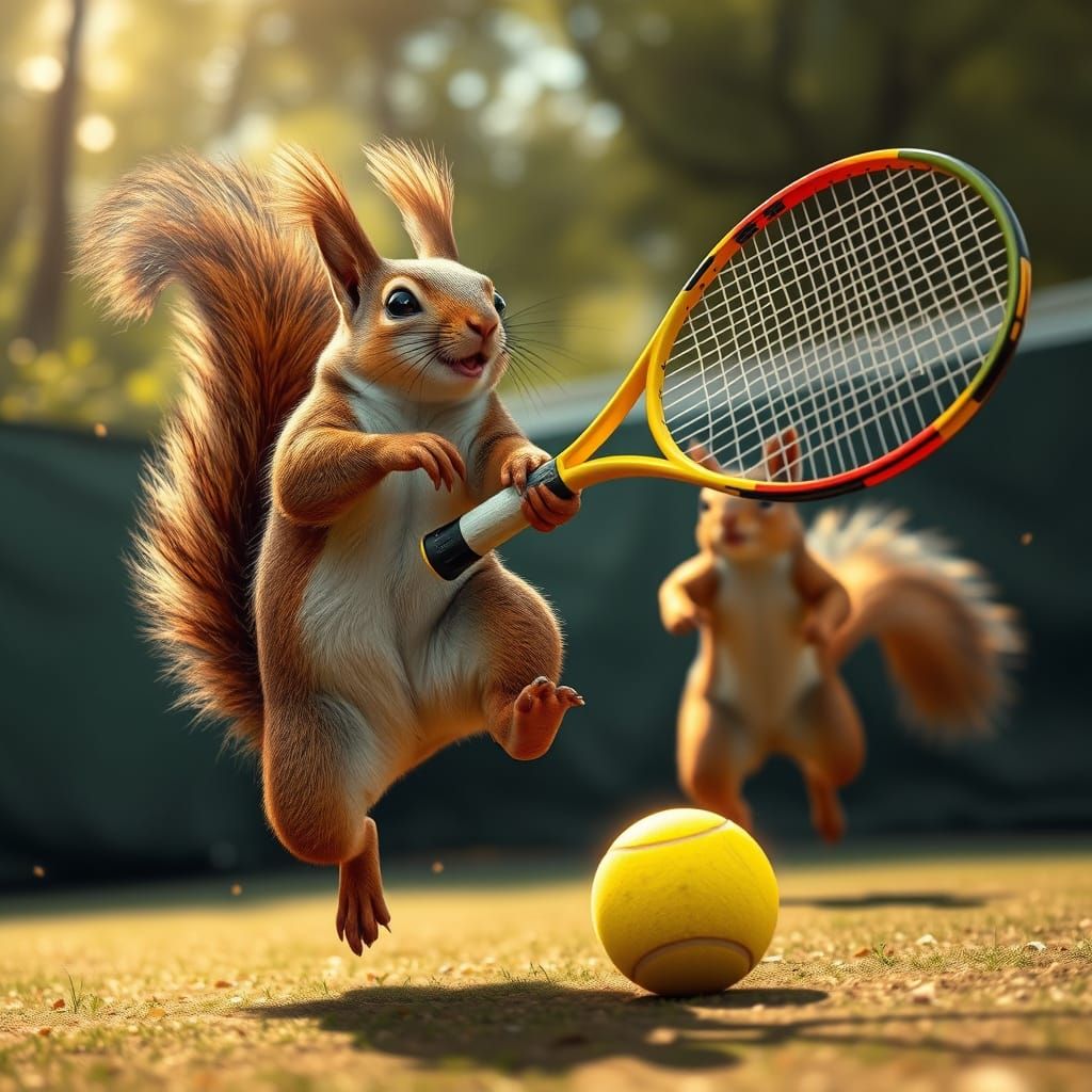Squirrels Compete in Wombledon Tennis Tournament