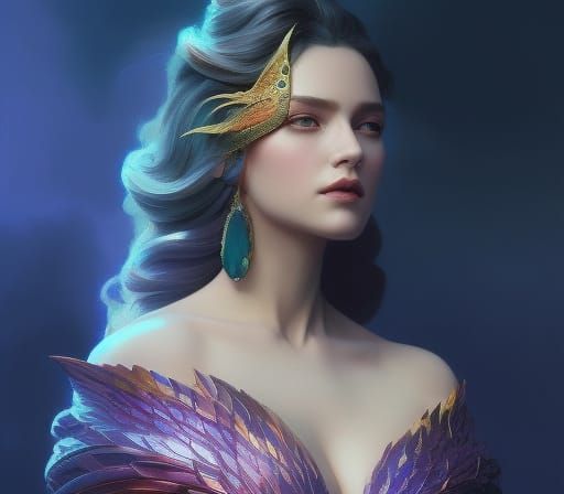 Scaled Siren Portrait in Hyperdetailed Style