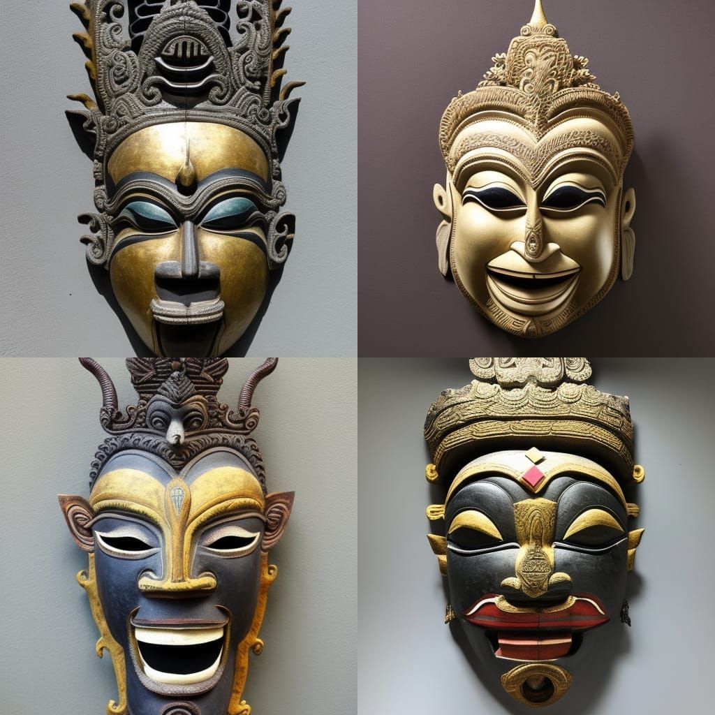 Balinese God Mask: Intricately Detailed Sculpture