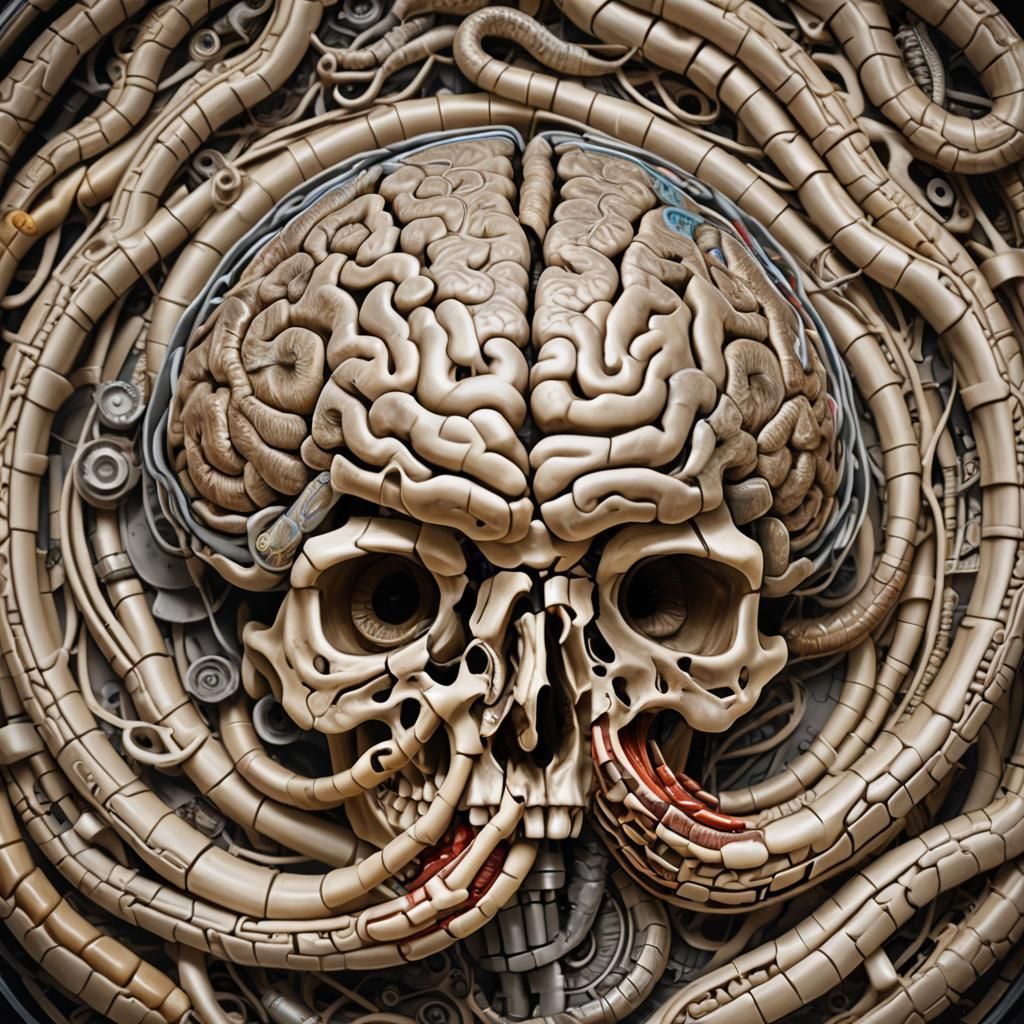 Coiled Snake Brain in Skull: Professional Photography