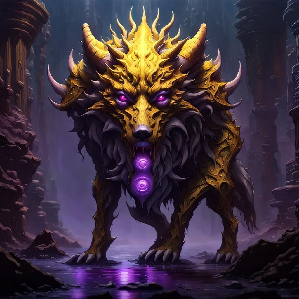Abyssal Multi-Eyed Wolf: Dark Fantasy Concept Art