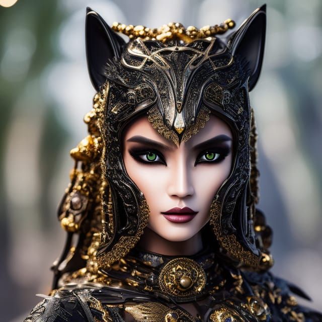 Alien Cat Goddess in Egyptian Temple