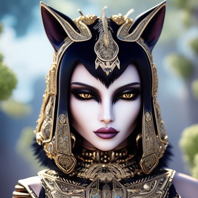 Goddess Bastet: Alien Cat Humanoid in Egyptian Temple