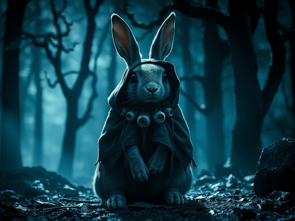 Eldritch Cultist in Biomechanical Landscape