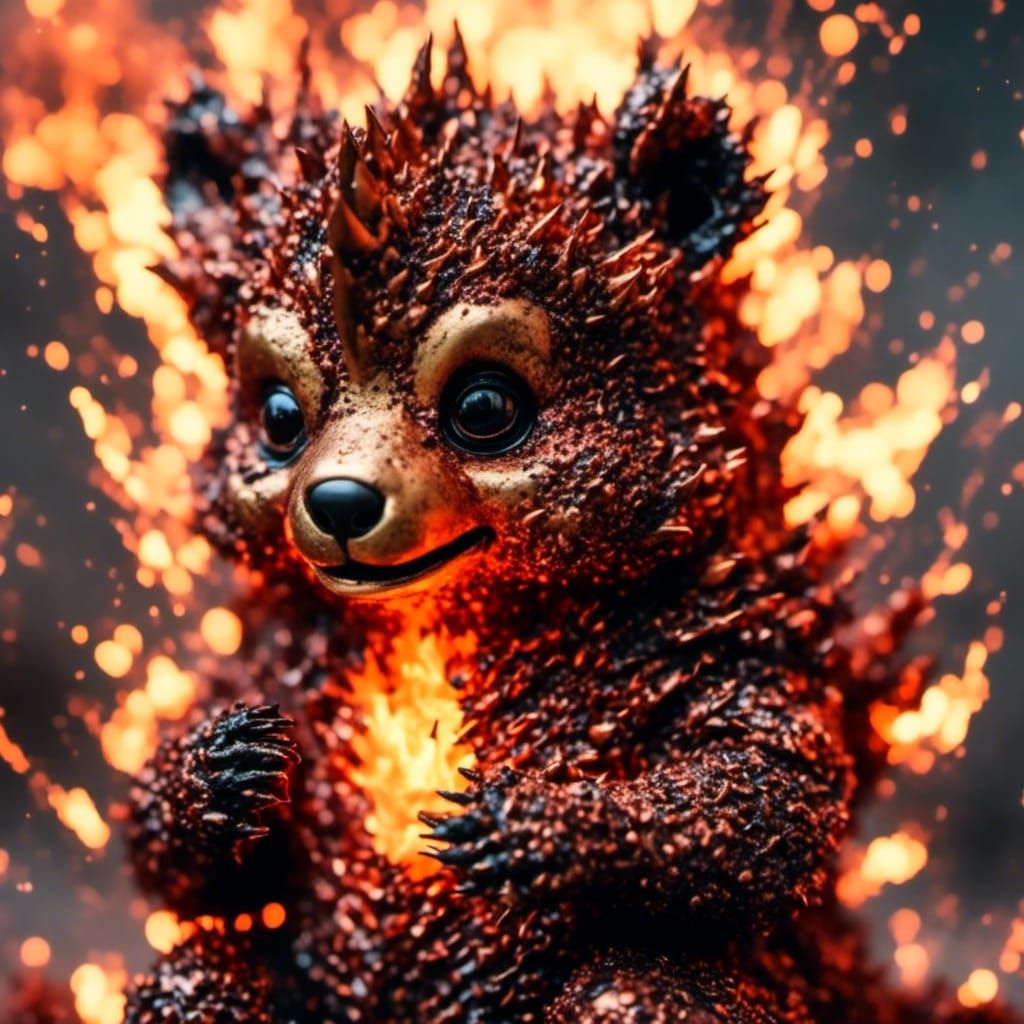 Microphotograph Portrait: Fuzzy Bear Dragon Cub