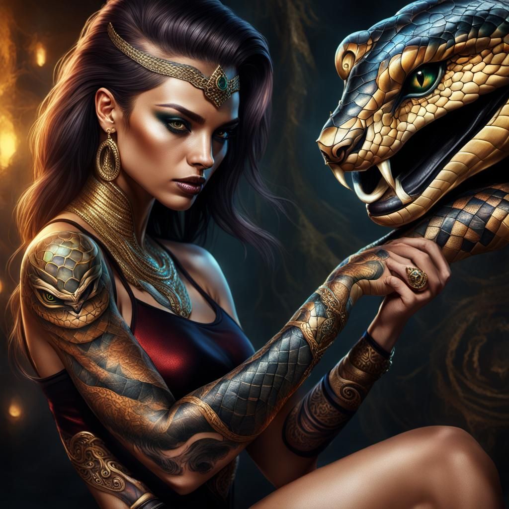 Sensual Fantasy Goddess Showcases Realistic Velvet Tattoo of...