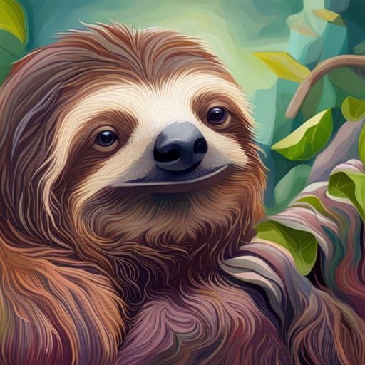 Cute Sloth Portrait in Natural Habitat