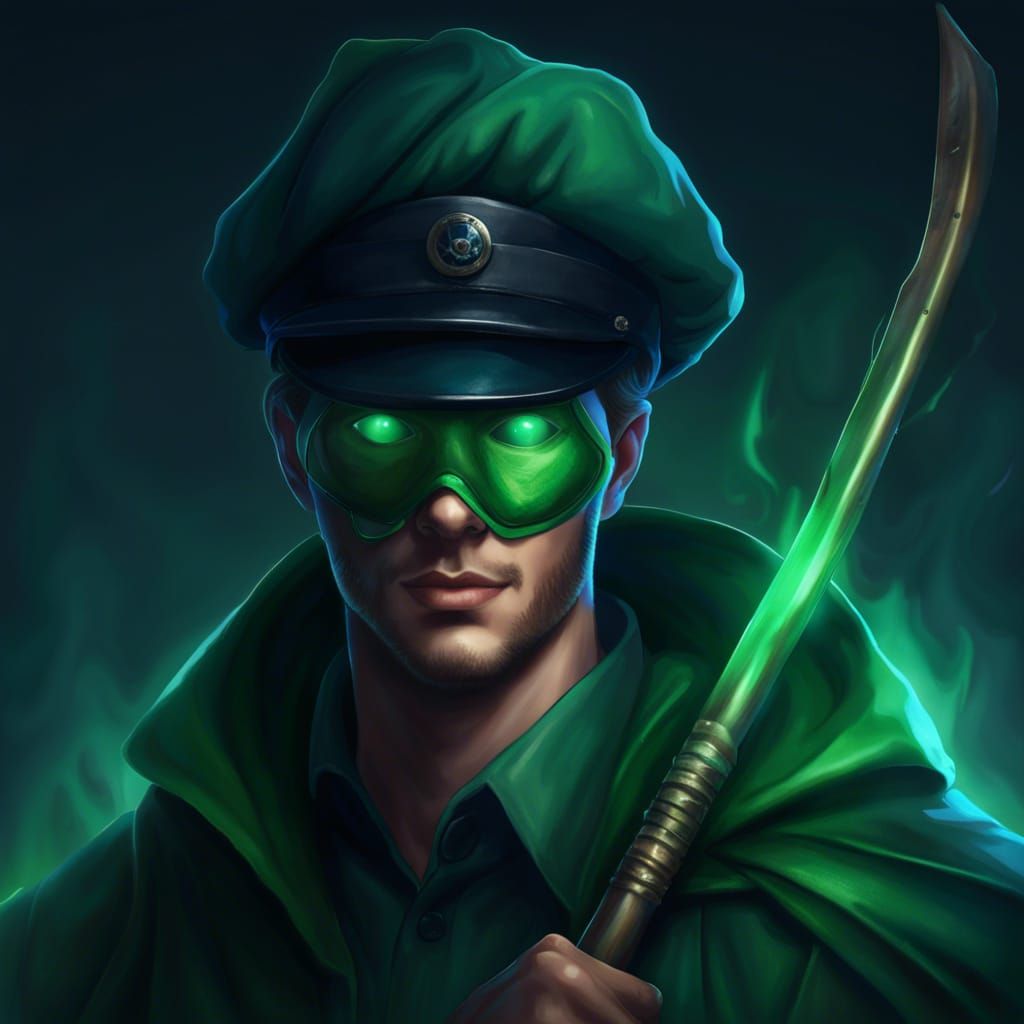 Handsome Officer with Scythe and Glowing Eyes