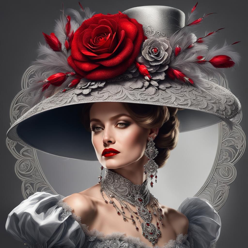 Elegant Woman in Victorian Silver Gown