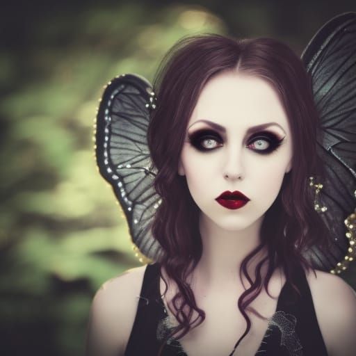 Beautiful Gothic Fairy Portrait in Organic Punk Style