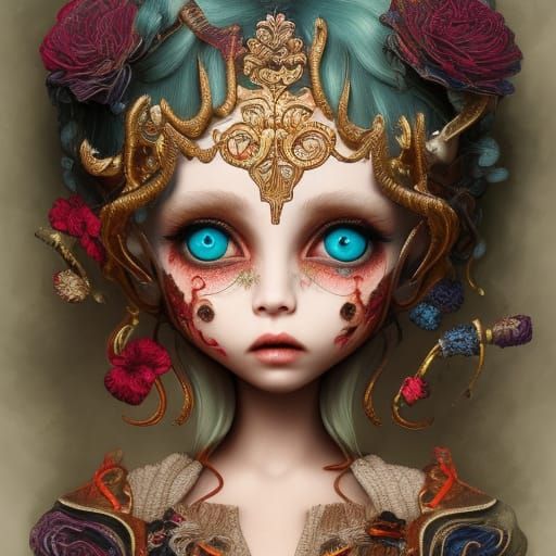 Creepy Doll with Intricate Detail in Fantasy Art Style