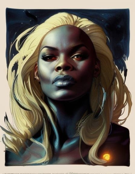 Punk Storm Portrait with Lightning, Detailed Digital Art