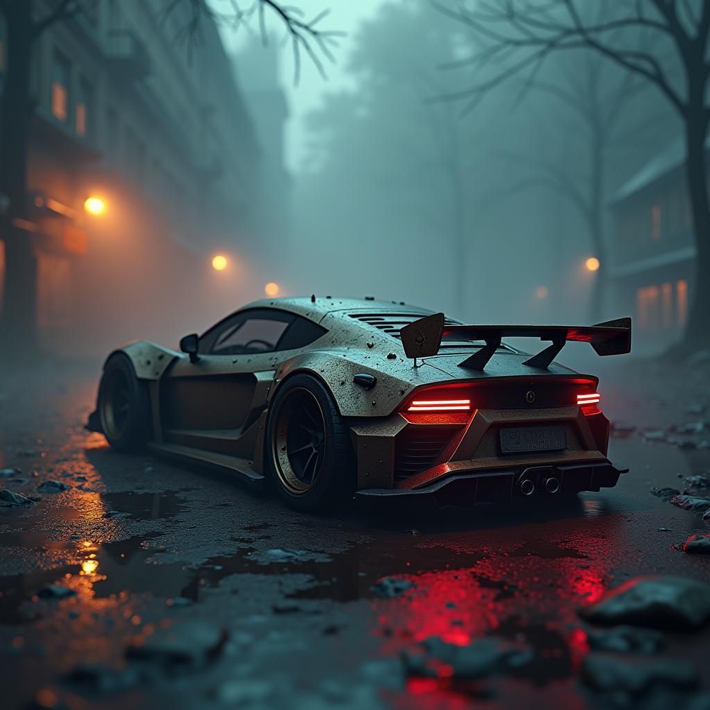 Futuristic Metal Beast in Mystical Landscape