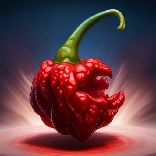 Hells wrath carolina reaper pepper plant Hyperrealistic, splash art, concept art, mid shot, intricately detailed, color ...