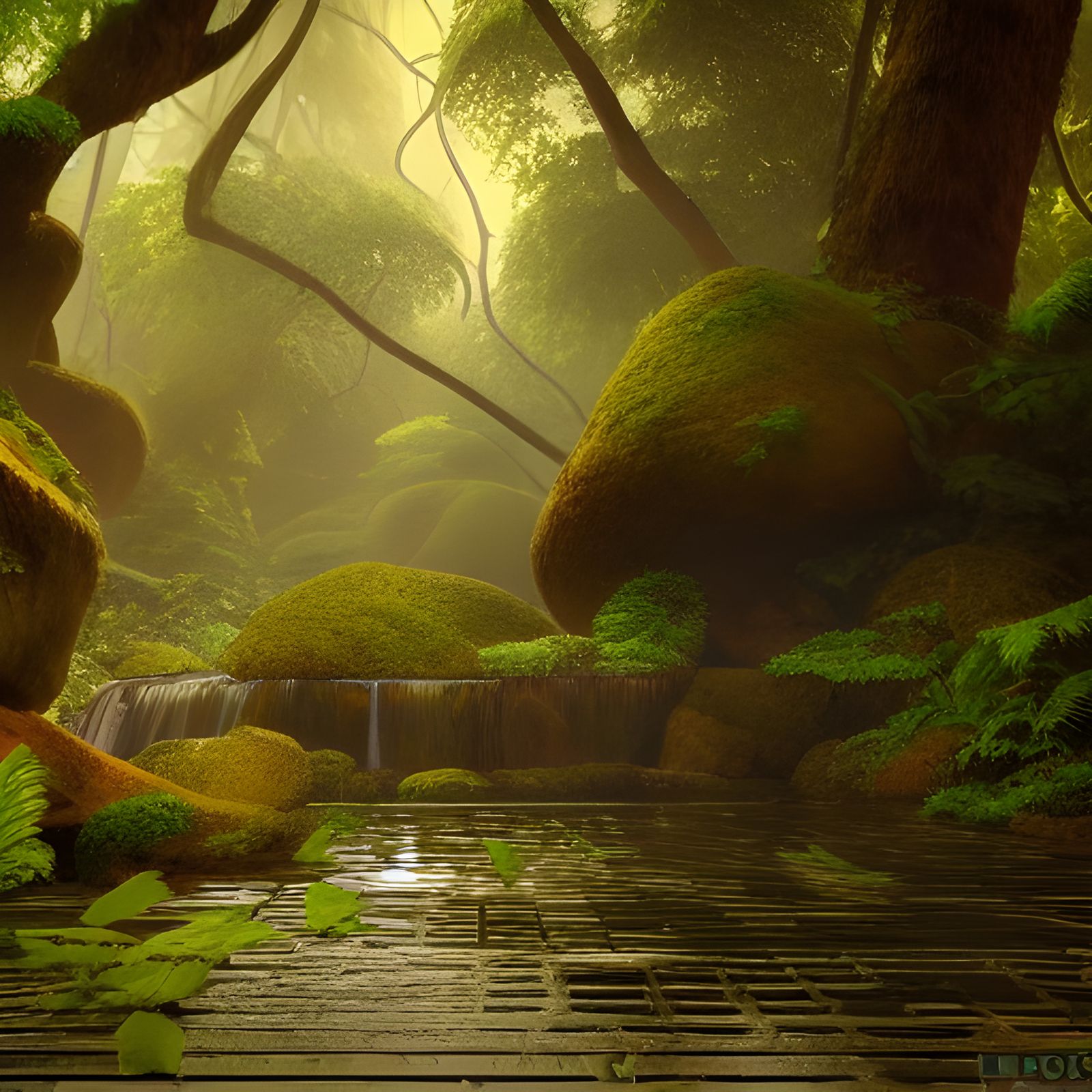 Lush Rainforest Art in Maximalist Style