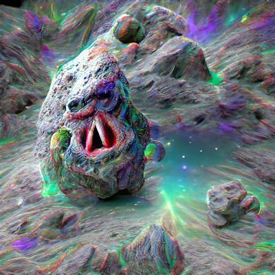 Scary Rock Monster in Outer Space, 3D Render