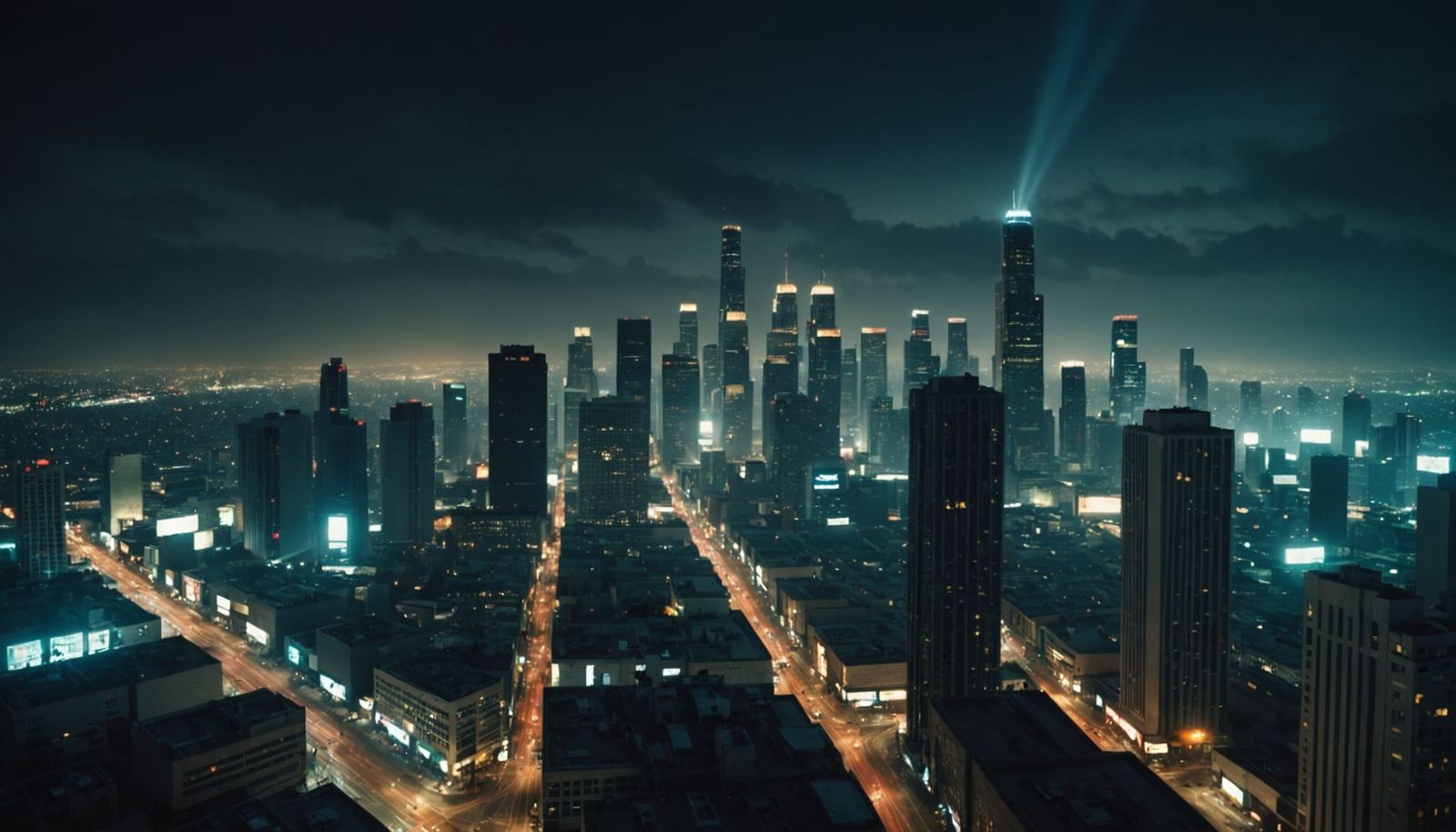Post Apocalyptic Los Angeles Cityscape at Night in Blade Run...
