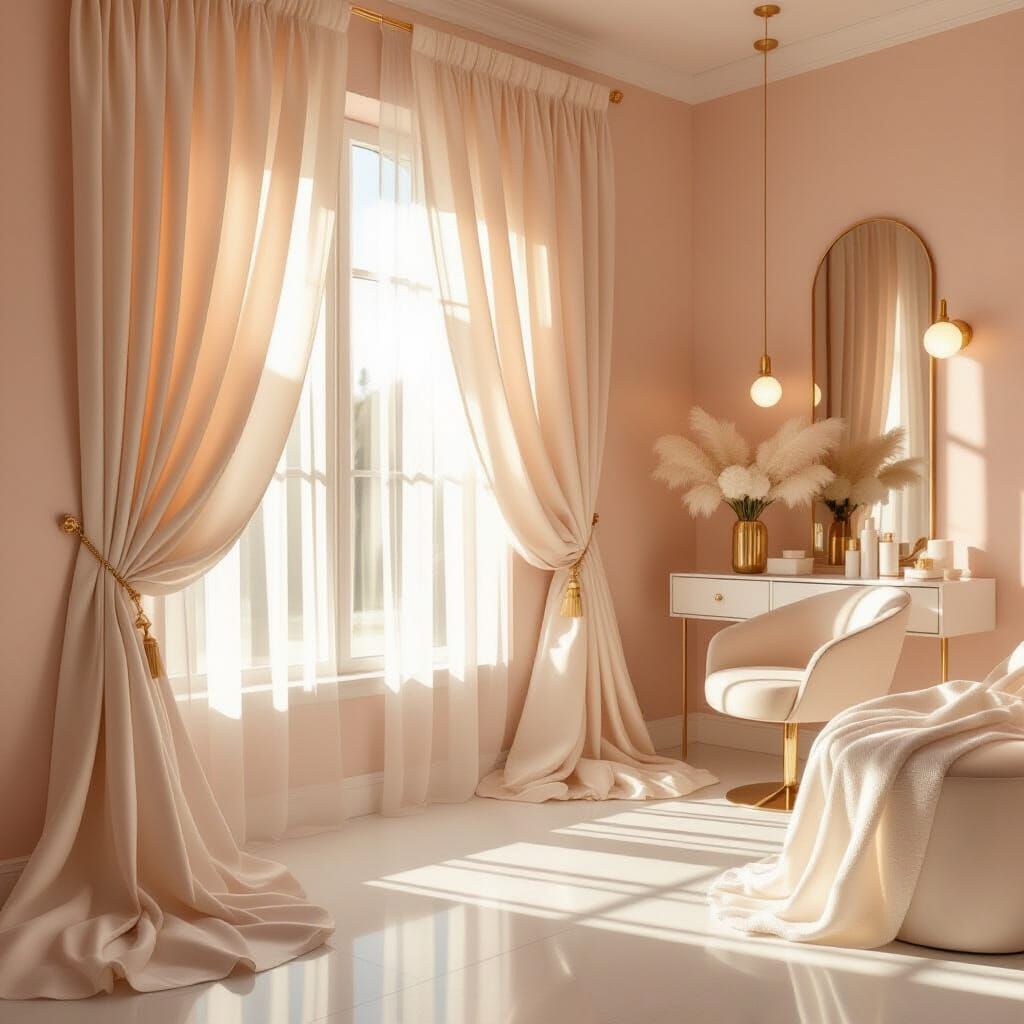 Rose Gold Salon Interior in Ethereal Morning Light