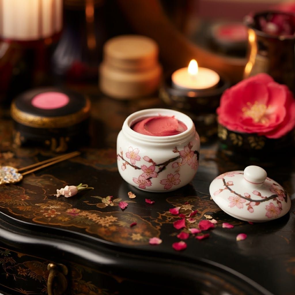 Traditional Japanese Cherry Blossom Lip Color in Hand-Painte...