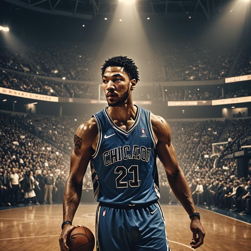 Derrick Rose in Chicago Stadium: Matte Painting